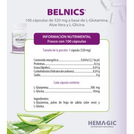 Hemagic Belnics L-glutamina L-glicina Y Aloe Vera - 100 Caps Sin Sabor