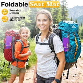 REXZONO Folding Sit Mat - Waterproof, Moisture-Resistant, Portable Sitting Cushion. Thermally Insulated Seat Pad for Outdoor Camping, Hiking, Picnics, Fishing, Parks (Purple, Compact)