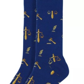 Paquet Men's Lawyer Socks Gift for Lawyer Bar Exam Scale of Justice Quill Gavel Blue