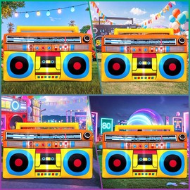 80's 90's Party Decoration 5FT Inflatable Radio Boombox Decorations, Blow up LED Lights Party Favors, for 80s 90s Hip Hop Theme, Birthday, Music, Disco Retro Theme