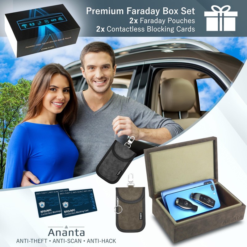 Ananta Faraday Box for Car Keys Plus 2 Faraday Pouches