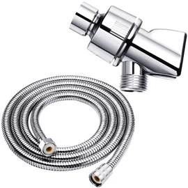 Chrome Shower Head Holder & Mount, Stainless Steel Hose, Handheld Shower Arm, Flexible Showerhead Replacement