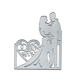Lovers Couple Metal Die Cuts,Wedding Invitation Letter Heart Love Flower Leaf Cutting Dies Cut Stencils DIY Scrapbooking Decorative Embossing Paper Scrapbooking Card Making