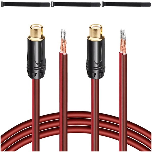 MKBKLLJY 2Pcs RCA Female Plug to Bare Wire Speaker Cable