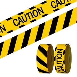 2 Rolls 14 Yards Grosgrain Caution Tape - 7/8" Yellow and Black Striped Ribbon for Gift Wrapping, DIY, Hazardous Areas