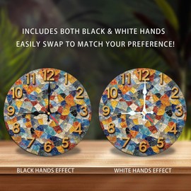 Lancholy Mosaic Tile Wall Clock Colorful Artistic Home Decor 10-Inch Wooden Wall Clock, Silent Movement, Battery Operated (AA Batteries Not Included), Artistic Home Decor, Perfect for Home Accents