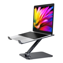 Babacom Laptop Stand Lap Desk, Ergonomic Foldable Computer Stand with Adjustable Height, Ventilated Aluminium Alloy Laptop Riser Compatible with MacBook Air, Pro, Dell XPS, All 10-16" Laptops (Black)