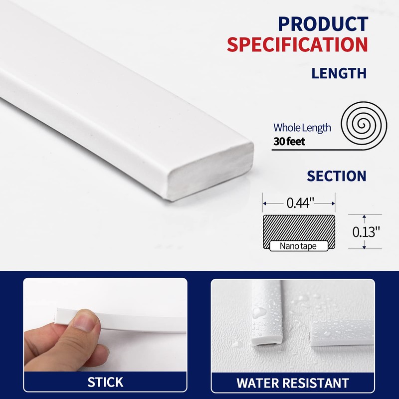 Art3dwallpanels 30 Ft White Peel and Stick Trim for Backsplash