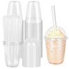 50 Sets Clear Plastic Cups with Dome Lids and Straws,