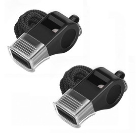 Whistles,2 Pack Black Plastic Whistle with Lanyard Sports Whistles Loud Crisp Sound Whistles,for Referees Coaches Lifeguards Football Basketball
