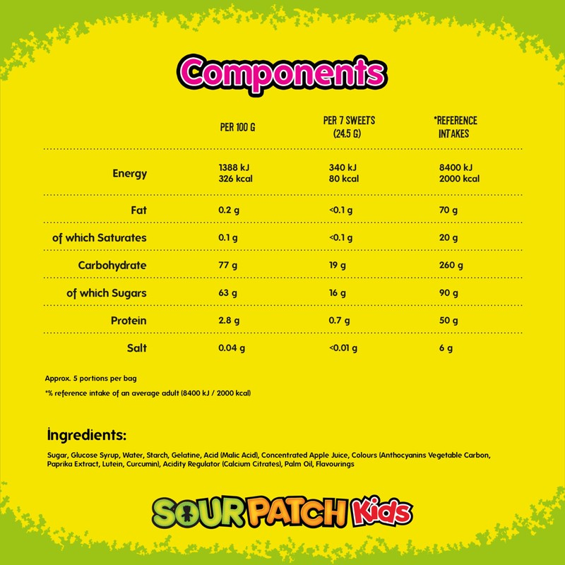 Sour Patch Kids Assortment, Fruit-Flavoured Gums with Sour Sugar Coating,