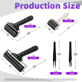 Swpeet 5 Pack Rubber Roller Brayer Set with Two Tweezers, Hard Rubber, Block Stamping Anti Skid Construction Tools 1.4, 2.2 and 3.7 Inch for Printmaking, Ink, Crafting, Gluing and Stamping