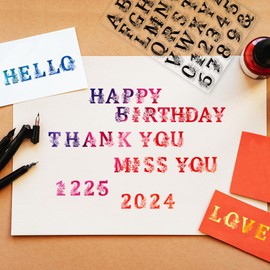GLOBLELAND Letter and Number Clear Stamps for Card Making 8.3×5.8 inch