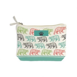 McGovern Outdoor Black Bear Pattern Recycled Canvas Zip Pouch - Eco-Friendly Multipurpose Travel Bag, Sustainable Makeup & Toiletry Organizer, Durable Cosmetic & Pencil Case for Women & Men