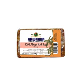 AKWAABA African Black Soap | Honey | Bar Soap | 4 oz | For Face & Body