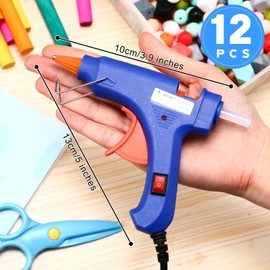 Mini Glue Gun Small Hot Melt Gun Crafts Hot Glue Guns Low Temp Glue Gun with Burn Protection for Kids School DIY Arts Project Home Quick Repairs, 20 W (12, Blue)