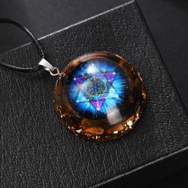 Orgonite Meratron Cube Emf Protection Tiger Eyes Cosmic Necklace,Orgone Energy Talisman Healing Necklace