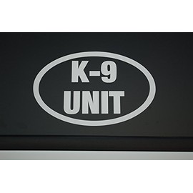 Five Star Graphics K9 Unit Oval Sticker Vinyl Decal CHOOSE SIZE & COLOR! K-9 Service Dog Police (V547) (5" X 3", Silver)
