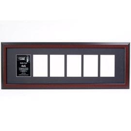Creative Letter Art [10x32 6 Opening Mahoganyk Picture Frame with Glass to hold 4 by 6 Photographs including 10 by 32 inch Black Mat Collage