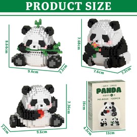 UFKKFUKH Panda Building Blocks Set, Panda Cute Animals Building Sets Gift for Adults and Children DIY Blocks Collection Ornament Gift,Suitable for Kids Adults 3 ways to play