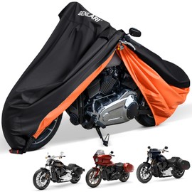 Benlari Upgraded Waterproof Motorcycle Cover Compatible with Cruiser, Softail Standard, Dyna, Forty-Eight, Nightster Special, Street Bob 114, Fat Bob 114, Sport Glide (87" x 42" x 50")