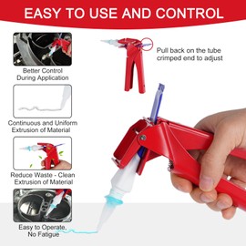 FACULX Tube Extrusion Tool, Tube Grip, Tube Dispenser Tool for Squeeze, Efficient Squeeze Control for RTV Tube, Reduces Waste & Maximizes Material Use (Red)