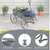 Wagon Planter, Decorative Wooden Garden Planter with Wheels, 2 Planting