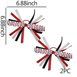 Baseball Hair Accessories for Women Girls Baseball Hair Bow Tie for Girl Sport Elastic Hair Ties for Girls Cheer Ponytail Holders 2Pcs Baseballs Hair Ties for Cheerleaders Baseball Hair Bow