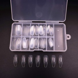 MoreChioce Glue-On Fingernails, Pack of 100 Nail Tips, Women's Artificial Nails, Transparent Half Cover False Nails, Natural Nail Art Tips with Box for DIY Nail Art Decoration