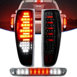 Gubebaili LED Tail Light Assembly + 3rd Brake Light Kit Fit for Chevy Colorado/for GMC Canyon 2004-2012, Rear Brake Cargo Lamp Taillight, Black Housing Clear Lens