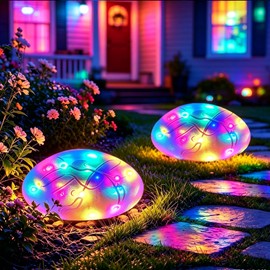 SunKite Solar Powered Rock Lights Outdoor Waterproof Solar LED Landscape Spotlights Light Multicolored,Solar Pebble Lights for Yard Walkway Patio Pathway Flowerbed Garden Decoration Gift for Mom