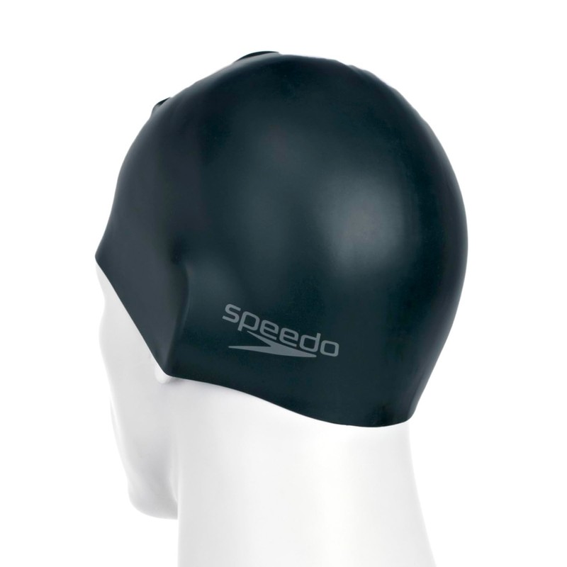 Speedo Unisex Adult's Plain Moulded Swim Cap, Black, One Size