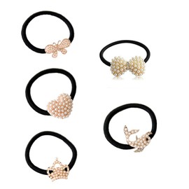 Ruihfas 5Pcs Korean Hair Accessories Butterfly Hair Ropes Rhinestone Hair Bow Hair Ties Hair Rings Accessories