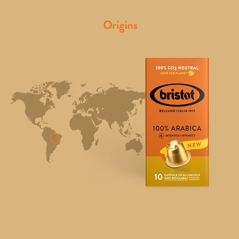 Bristot 100% Arabica Aluminium Capsules Compatible with Nespresso Original Line
