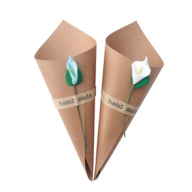 Ruwado 24 Pcs Kraft Paper Cones Confetti Cones Bouquet Small Vintage Paper Dried Flower Accessories for DIY Flower Gift Packaging Wedding Baby Shower Christmas Parties Decoration (Flower)