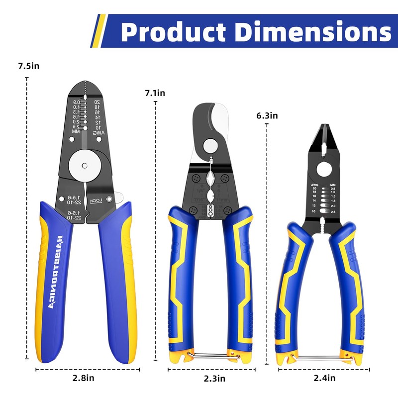 haisstronica Wire Stripper Tools Set for DIY,10-20AWG,3 Pack Manual Wire