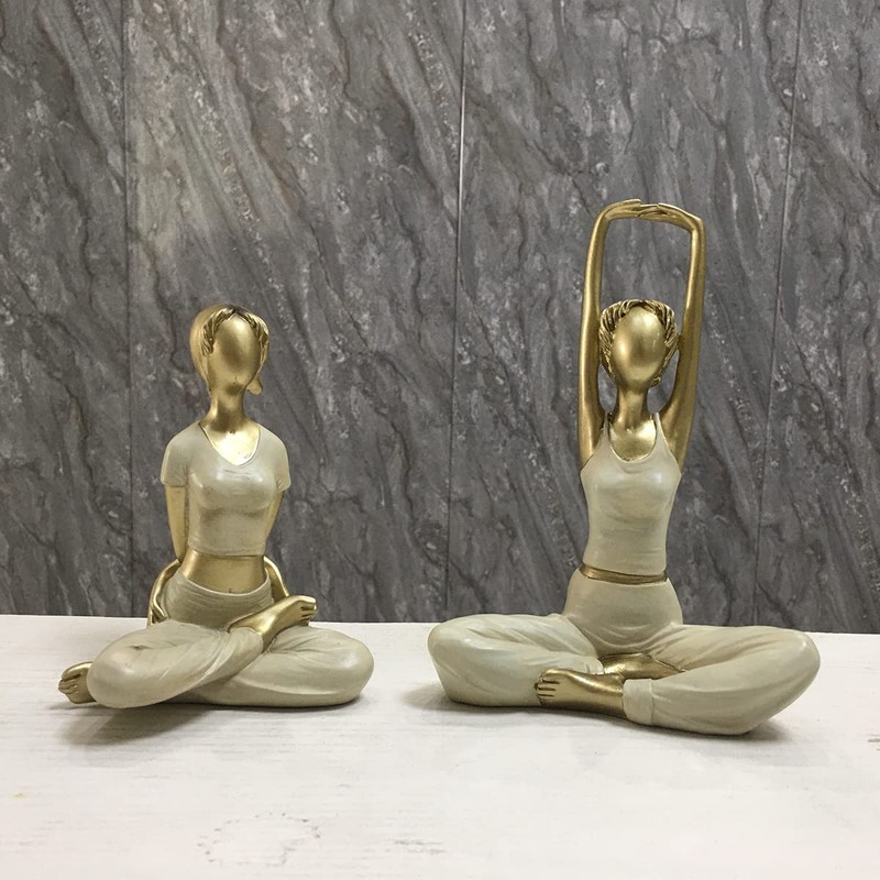 Artgenius Art Abstract Yoga Figurine Statue,Home Decorative Girl Yoga Scuplture