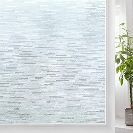 DOWELL Privacy Window Film, Frosted Glass Window Film, Non Adhesive Static Cling Window Clings, Opaque Window Vinyl, UV Blocking Glass Covering for Home Office Meeting Living Room, 17.5 x 78.7 inches
