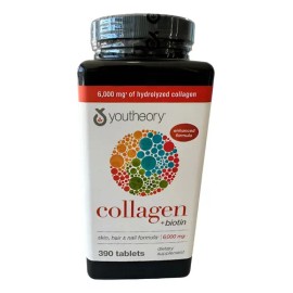 Youtheory Colágeno 360 Tabletas Biotina Cabello Piel Uñas                                                                                             