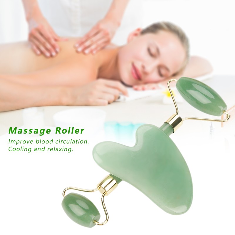 Natural Double Head Green Aventurine Jade Stone Roller & Scrapping