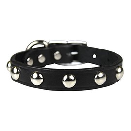 OmniPet Leather Brothers 102LS-BK18 - Collar para Perro de Piel Latigo con Tachuelas Regulares, tamaño Grande, Color Negro
