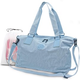 Gym Bag for Men & Women with Shoe Wet Bag - Waterproof Duffle Bag for Travel, Sports, Fitness & Workout (Lake Blue)