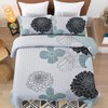 3 Pieces Floral Quilt King Size - Elegant Grayish Blue