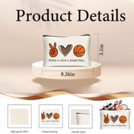 DHQH Basketball Gifts for Women, Birthday Christmas Gifts for Basketball Lover Players Fans Friends, Canvas Tote Bag with Cosmetic Bag