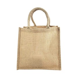 12-Pack Heavy Duty Sturdy Jute Burlap Tote Bags with Handles Reusable Grocery Shopping Bags Blank Fabric for DIY, Crafts (Medium: 12" x 12" x 7.75")