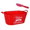Ja'Cor Christmas Red Plastic Oval Buckets with Handles, Gift Baskets