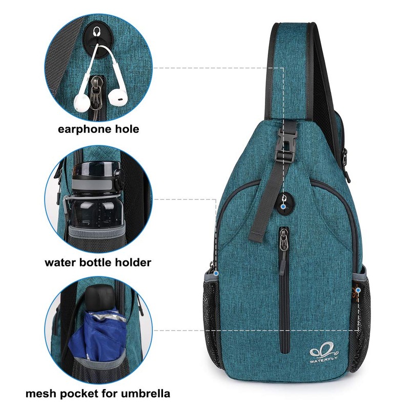 WATERFLY Sling Bag Sling Backpack Crossbody Bag Hiking Daypack for