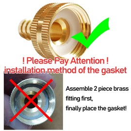 Uenede Solid Brass Garden Hose Repair Connector with Clamps, Fit for 5/8" Garden Water Hose Fitting, 3/4"GHT Male and Female Garden Hose Fitting, 2 Set