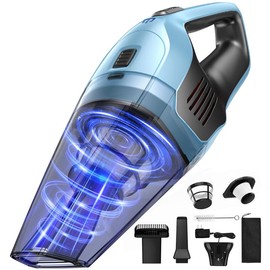 Upgraded Handheld Vacuum, 9Kpa Suction Portable Lightweight Hand Held Vacum Cordless with 25-30Mins Long Runtime Rechargeable Battery Quick Charge for Home Car Carpet Stairs Pet Hair Deep Cleaning