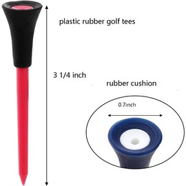 QZKJXW Cushion Top Golf Tees 50 Pack, Rubber Golf Tees Plastic Mixed Colors Golf Tees,3 1/4 inch for Your Choice